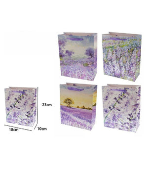 Set 3 Pz Buste Borsa Da Regalo Lavanda 23x18x10cm Sacchetto 69965 Varie Fantasie         
