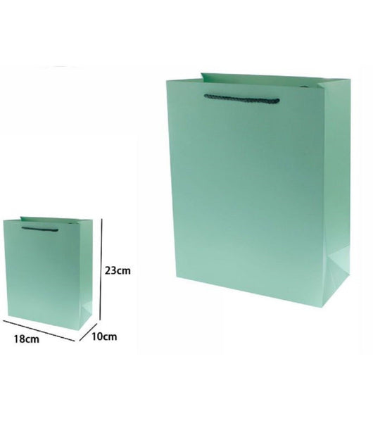 Set 3 Pz Buste Borsa Regalo Sacchetti 23x18x10 Cm 69907 Verde Con Manico Cordino         