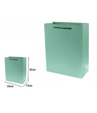 Set 3 Pz Buste Borsa Regalo Sacchetti 32x26x12cm 69908 Verde Con Manico Cordino         