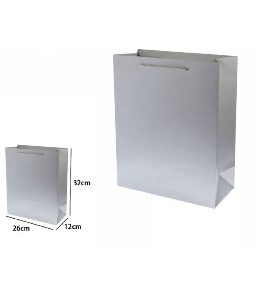 Set 3 Pz Buste Borsa Regalo Sacchetti 32x26x12cm 69912 Grigio Con Manico Cordino         