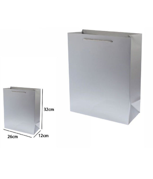 Set 3 Pz Buste Borsa Regalo Sacchetti 32x26x12cm 69912 Grigio Con Manico Cordino         