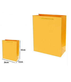 Set 3 Pz Buste Borsa Regalo Sacchetti 32x26x12cm 69916 Giallo Con Manico Cordino         
