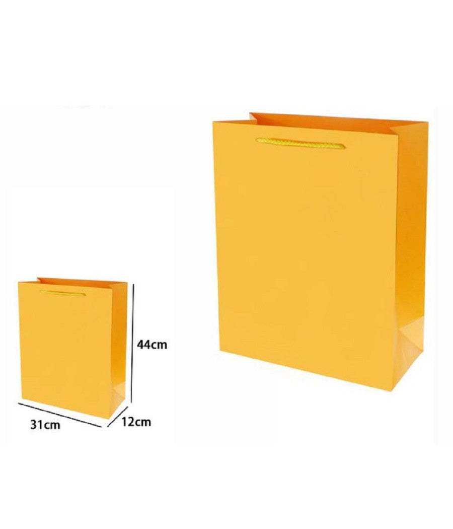 Set 3 Pz Buste Borsa Regalo Sacchetti 44x31x12cm 69917 Giallo Con Manico Cordino         