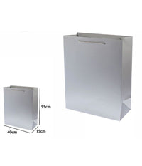 Set 3 Pz Buste Borsa Regalo Sacchetti 55x40x15cm 69914 Grigio Con Manico Cordino         