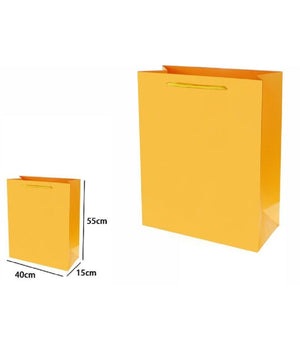 Set 3 Pz Buste Borsa Regalo Sacchetti 55x40x15cm 69918 Giallo Con Manico Cordino         