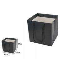 Set 3 Pz Buste Busta Borsa Da Regalo Nera 16 X 16 X 17 Cm Manici In Corda 69241         