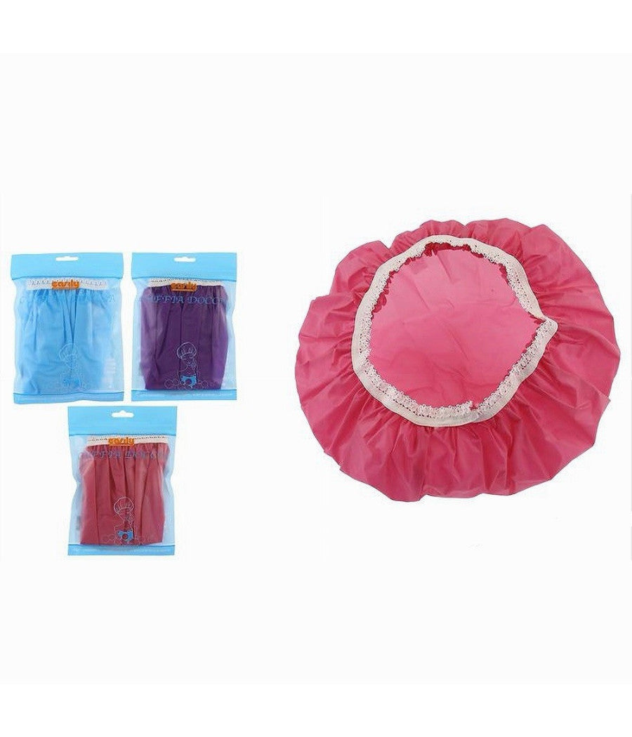 Set 3 Pz Cuffia Doccia Bagno Elastico Con Bordino A Pizzo Protegge Capelli 87180         