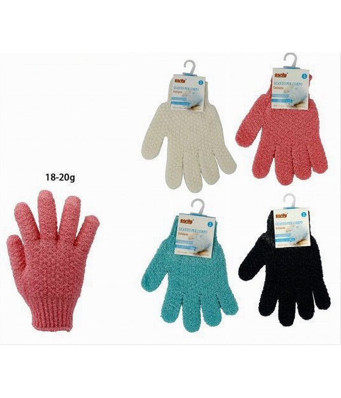 Set 3 Pz Guanto Doccia Bagno Massaggio Esfoliante Pelle Corpo Tinta Unita 79286         