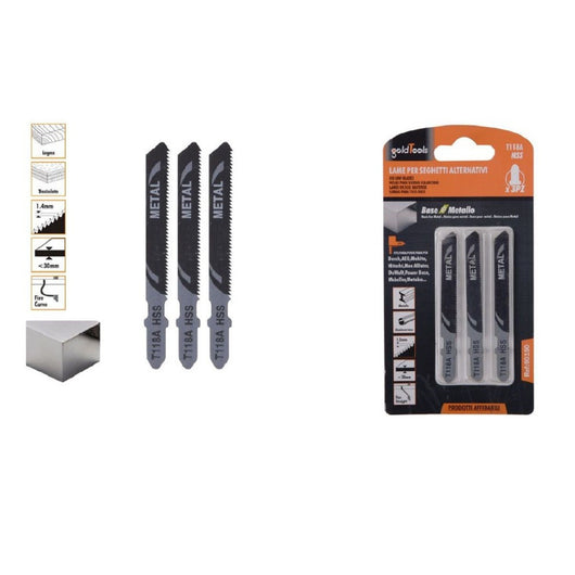 Trade Shop - Set 3 Pz Lame Per Seghetto Alternativo T118a Hcs Lama Ricambi Per Metallo 90190 -