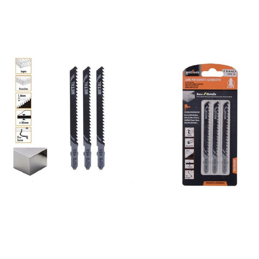 Trade Shop - Set 3 Pz Lame Per Seghetto Alternativo T144d Hcs Lama Ricambi Per Metallo 90189 -