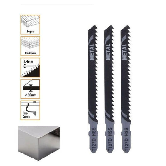 Trade Shop - Set 3 Pz Lame Per Seghetto Alternativo T144d Hcs Lama Ricambi Per Metallo 90189 -