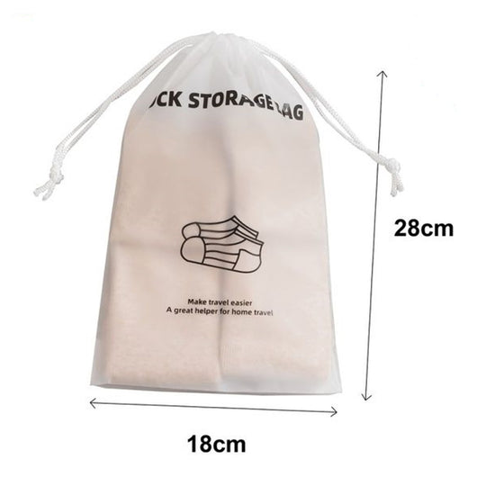 Trade Shop - Set 3 Pz Organizer Da Viaggio Casa Borsa Per Calzini 18x28cm Sacco Con Coulisse 87702         