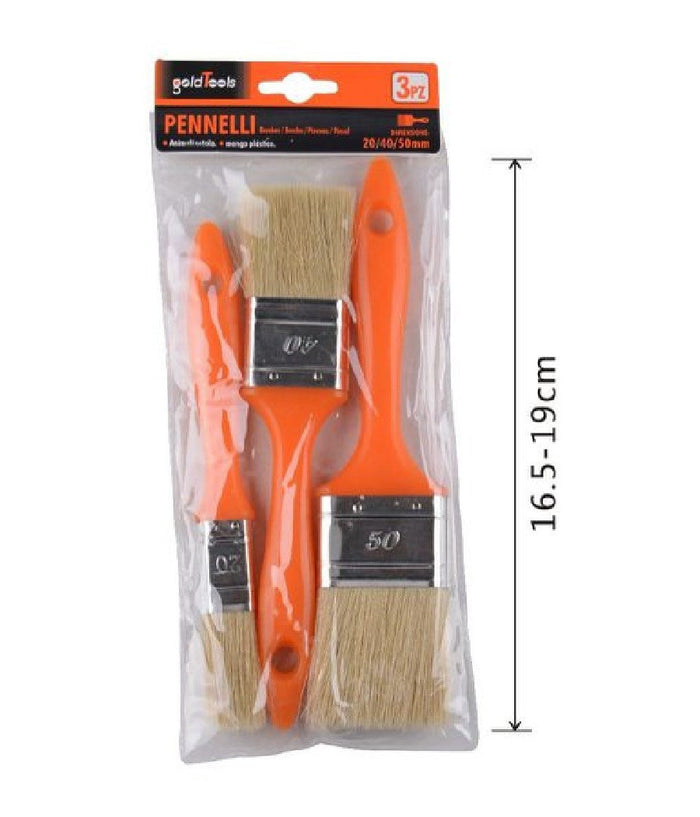 Set 3 Pz Pennelli Piatti Per Pittura Dimensioni 20/40/50mm Manico Plastica 90308         
