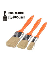 Set 3 Pz Pennelli Piatti Per Pittura Dimensioni 20/40/50mm Manico Plastica 90308         