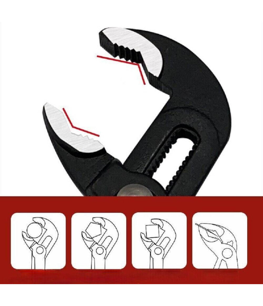 Set 3 Pz Pinze Poligrip Pinza A Pappagallo Con Pulsante Regolabile 8" 10" 12"         