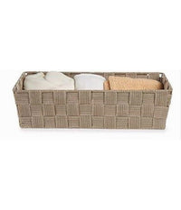 Set 3 Pz Scatola Porta Oggetti In Tessuto Intrecciato Contenitori Beige 79057         