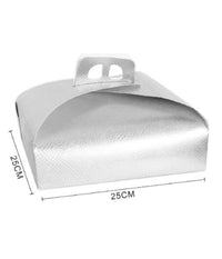 Set 3 Pz Scatola Porta Torta Argento 25x25cm Dolci Pasticceria Festa Party 58012         
