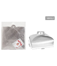 Set 3 Pz Scatola Porta Torta Argento 25x25cm Dolci Pasticceria Festa Party 58012         