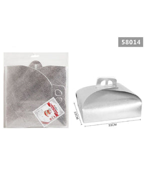 Set 3 Pz Scatola Porta Torta Argento 33x33cm Dolci Pasticceria Festa Party 58014         