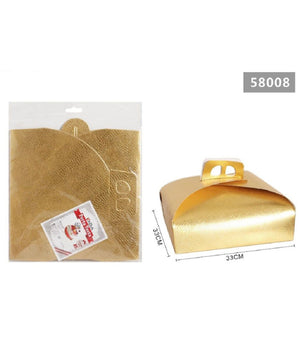 Set 3 Pz Scatola Porta Torta Oro 33x33cm Per Dolci Paste Pasticceria Festa 58008         