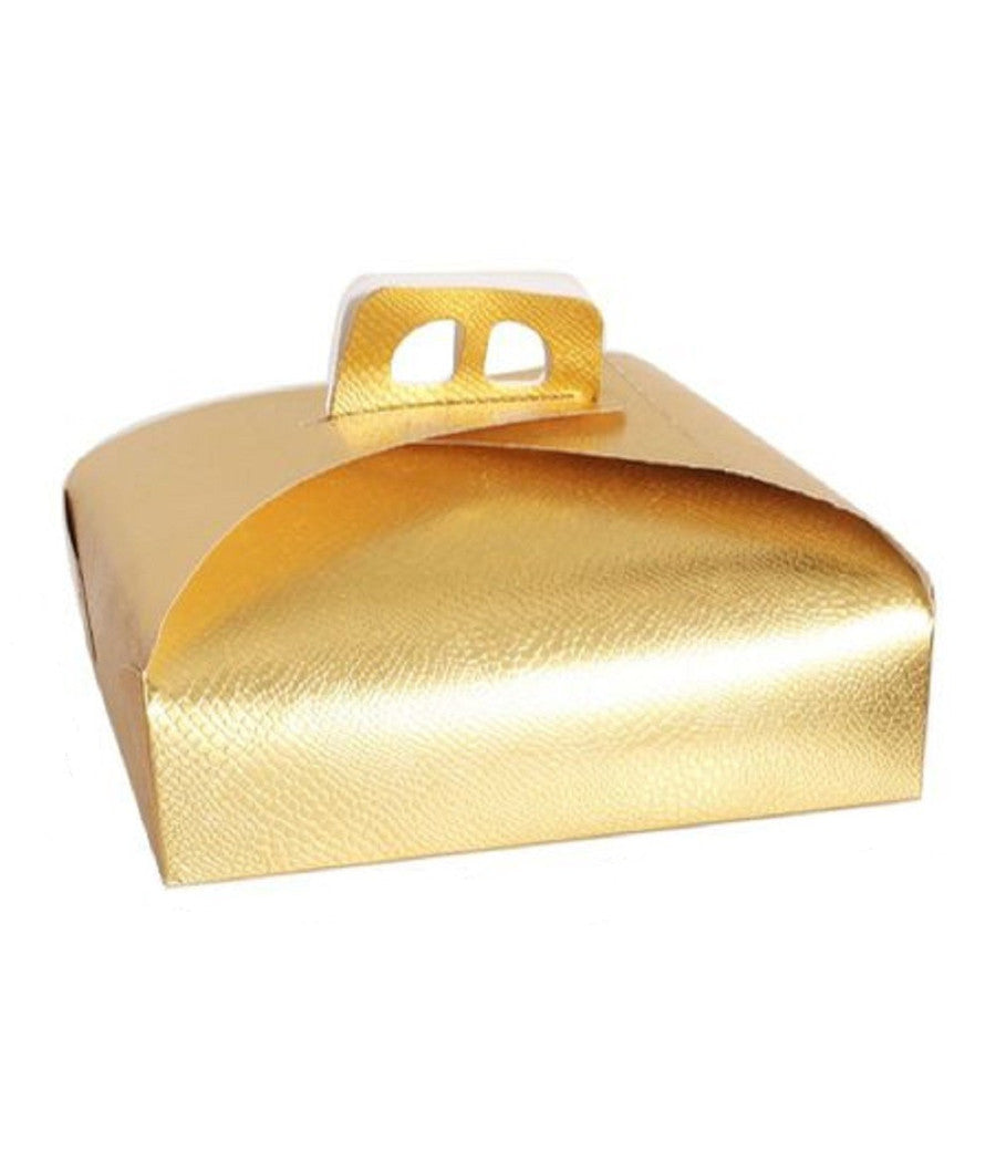 Set 3 Pz Scatola Porta Torta Oro 33x33cm Per Dolci Paste Pasticceria Festa 58008         