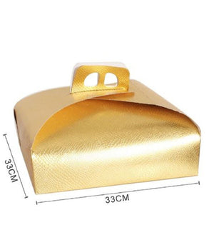 Set 3 Pz Scatola Porta Torta Oro 33x33cm Per Dolci Paste Pasticceria Festa 58008         