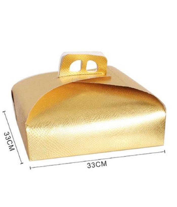 Set 3 Pz Scatola Porta Torta Oro 33x33cm Per Dolci Paste Pasticceria Festa 58008         