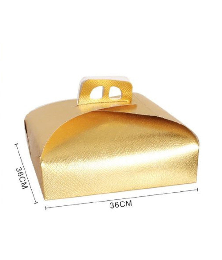 Set 3 Pz Scatola Porta Torta Oro 36x36cm Per Dolci Paste Pasticceria Festa 58009         