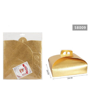 Set 3 Pz Scatola Porta Torta Oro 36x36cm Per Dolci Paste Pasticceria Festa 58009         