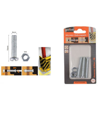 Set 3 Pz Viti Vite Testa A Croce Tonda 8 X 50mm Con Dadi Dado Esagonale M8 90987         