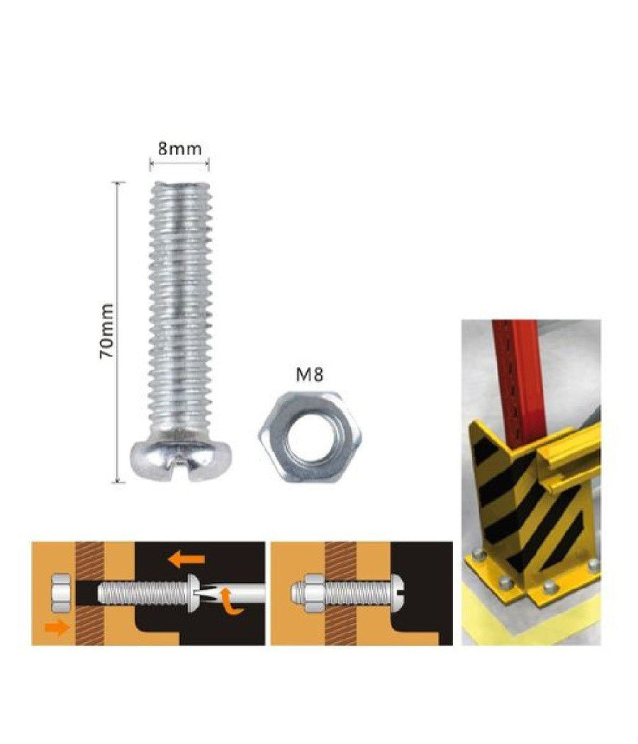Set 3 Pz Viti Vite Testa A Croce Tonda 8 X 50mm Con Dadi Dado Esagonale M8 90987         