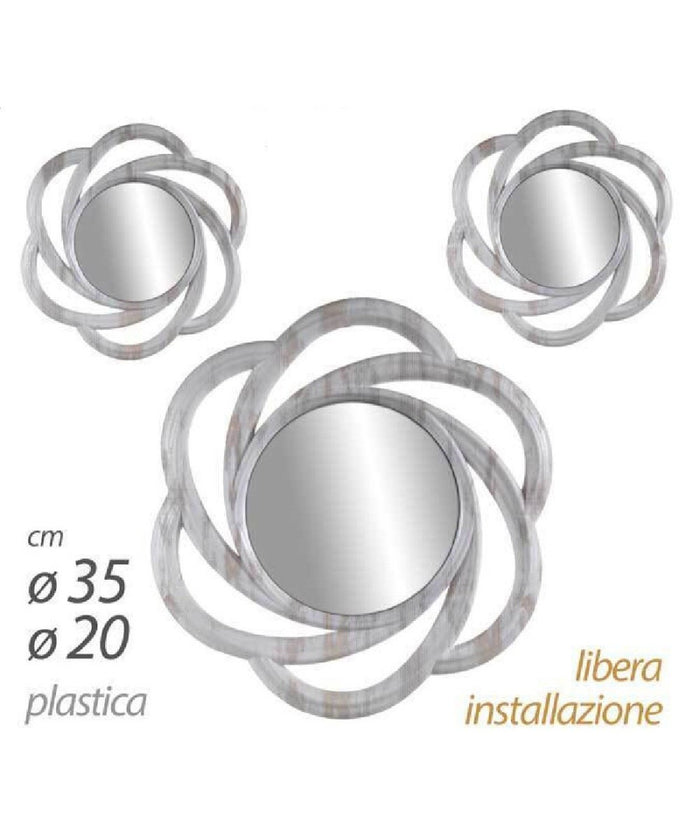 Set 3 Specchi Da Parete Decorativi Specchio Libera Installazione 20-35cm 836848         