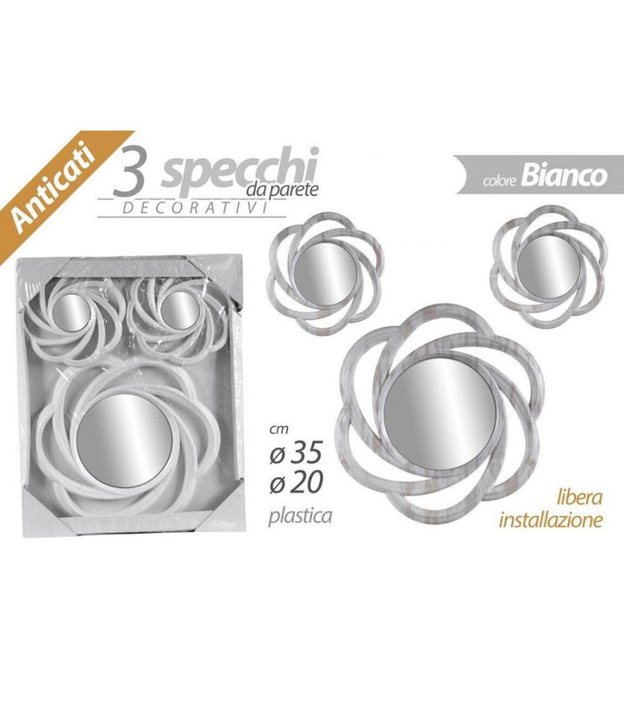 Set 3 Specchi Da Parete Decorativi Specchio Libera Installazione 20-35cm 836848         