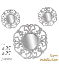 Set 3 Specchi Parete Decorativi Anticati Bianco Specchio Plastica 25-35cm 836886         