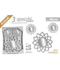 Set 3 Specchi Parete Decorativi Anticati Libera Installazione Gira 20-35cm 836909         