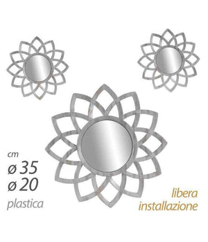 Set 3 Specchi Parete Decorativi Anticati Libera Installazione Gira 20-35cm 836909         