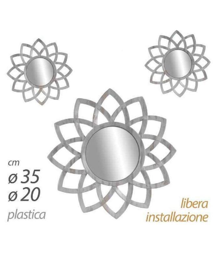 Set 3 Specchi Parete Decorativi Anticati Libera Installazione Gira 20-35cm 836909         