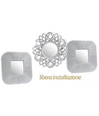Set 3 Specchi Parete Decorativi Quadri Libera Installazione 25cm Plastica 813030         
