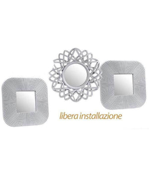 Set 3 Specchi Parete Decorativi Quadri Libera Installazione 25cm Plastica 813030         