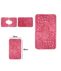 Set 3 Tappeti Tappetini Antiscivolo Per Bagno Arredo Colori Grigio Rosa Blu         