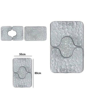 Set 3 Tappeti Tappetini Antiscivolo Per Bagno Arredo Colori Grigio Rosa Blu  Grigio       