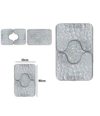 Set 3 Tappeti Tappetini Antiscivolo Per Bagno Arredo Colori Grigio Rosa Blu         