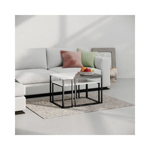 Set 3 tavolini da salotto OhLady colore bianco e antracite