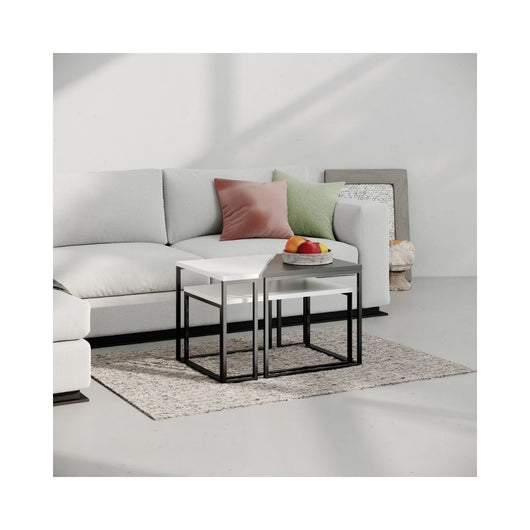 Set 3 tavolini da salotto OhLady colore bianco e antracite