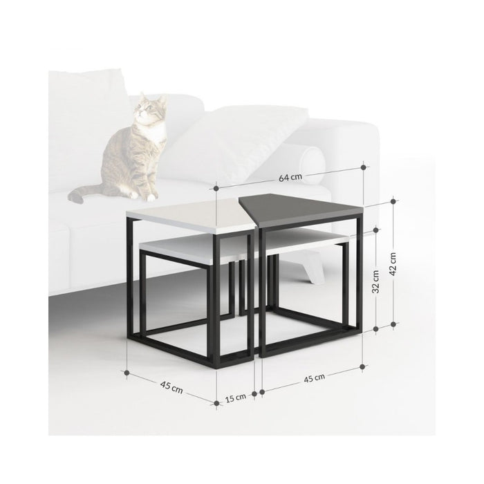 Set 3 tavolini da salotto OhLady colore bianco e antracite