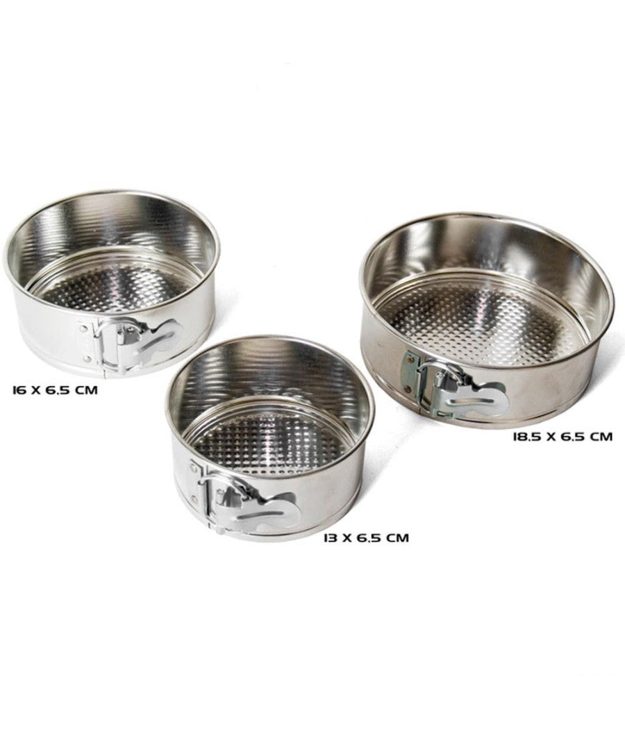 Set 3 Tortiere A Cerniera Da Forno Antiaderenti Teglie Smontabili Stampi Dolci         