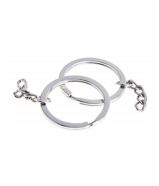 Set 30 Anelli Anello Spirale Con Catena Porta Chiavi Spaccati 30mm In Acciaio         