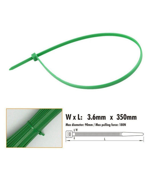 Set 30 Pz Fascette Cavi Cavo Verde Stringenti In Plastica Nylon 3.6x350 Mm 92398         