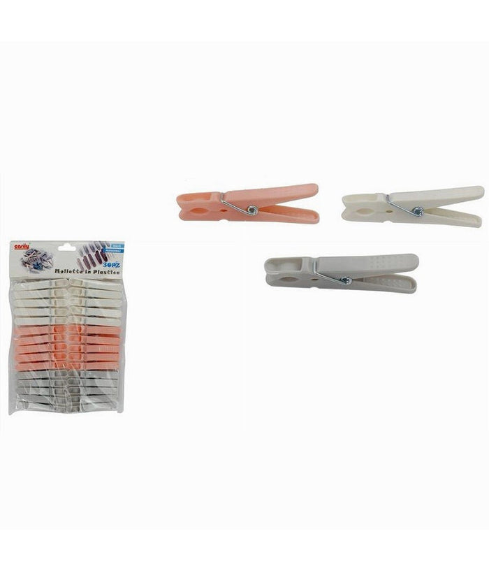 Set 30 Pz Mollette In Plastica Colorate 8 Cm Pinze Bucato Panni Multiuso 69540         