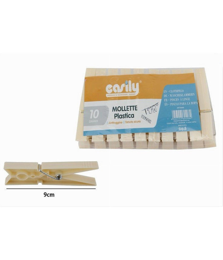 Set 30 Pz Mollette In Plastica Pinze Bucato Panni Antiruggine Grandi Beige 69498         